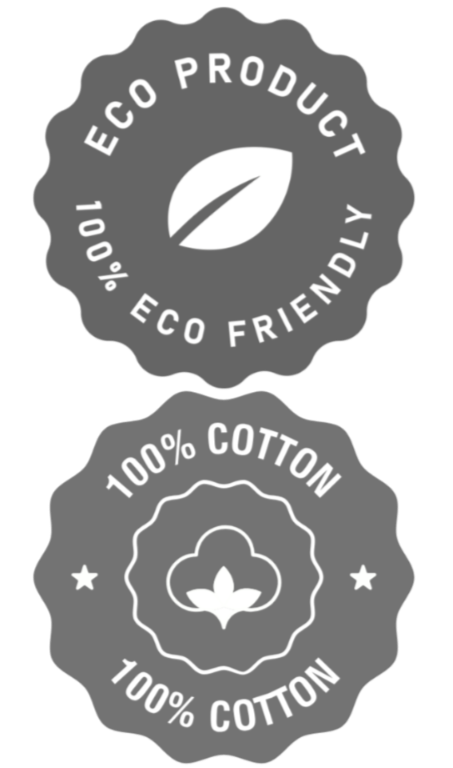 Two gray eco-friendly product labels on a white background